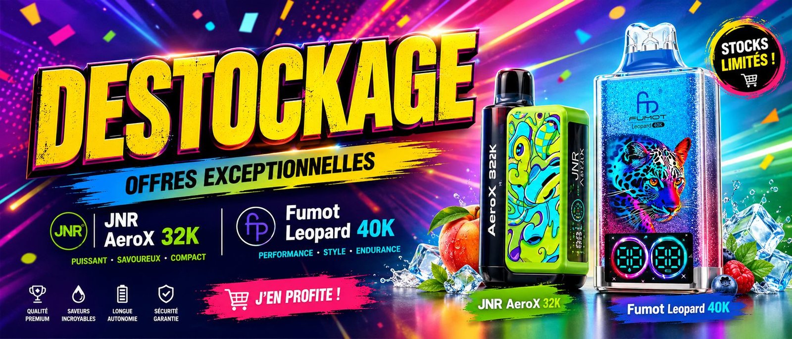 Destockage JNR AeroX 32K et Fumot Leopard 40K - offres exceptionnelles