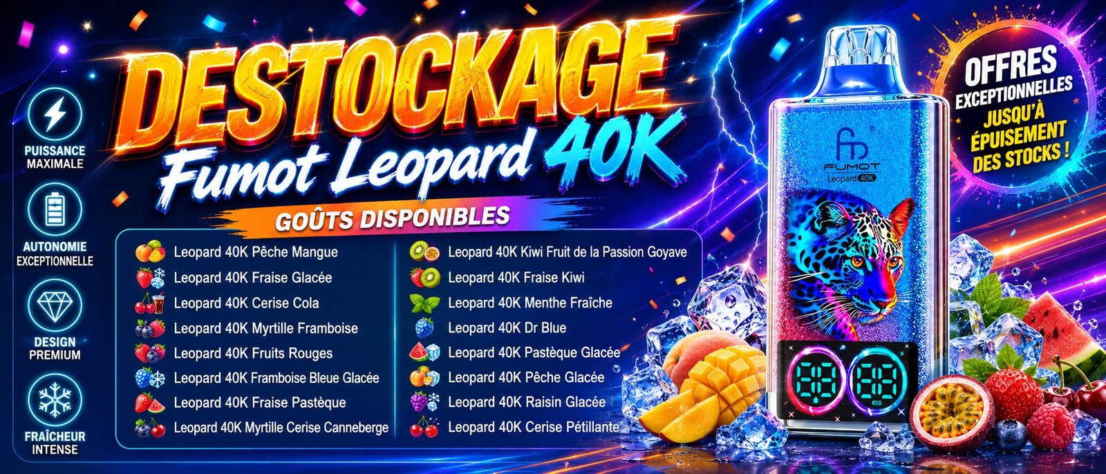 Destockage Fumot Leopard 40K - gouts disponibles